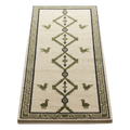Ivory Tribal Diamond Hand-Tufted Rug with Olive Bird Motifs