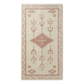 Ivory Tribal Diamond Hand-Tufted Runner with Dusty Rose Motifs