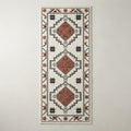 Ivory Tribal Diamond Hand-Tufted Runner with Rust Medallions - studio photo