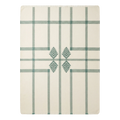 Ivory Windowpane Cotton Flat Weave Rug with Forest Green Pinecone Motif
