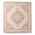 Ivory and Blush Pink Diamond Medallion Hand-Knotted Rug