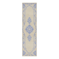 Ivory and Periwinkle Floral Medallion Hand-Tufted Runner