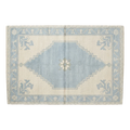 Ivory and Powder Blue Diamond Medallion Hand-Knotted Rug