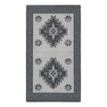 Light Grey Tribal Diamond Hand-Tufted Runner with Charcoal Greek Key Border