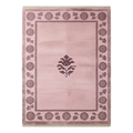 Mauve Pink Hand-Knotted Rug with Plum Chrysanthemum Border