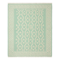 Mint Green Cotton Flat Weave Rug with Ivory Greek Key Border