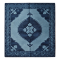 Navy and Sky Blue Diamond Medallion Hand-Knotted Rug