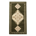 Olive Green Diamond Medallion Hand-Tufted Runner with Blush Accents