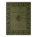 Olive Green Hand-Knotted Rug with Chrysanthemum Border and Palmette