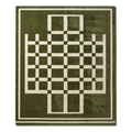 Olive Green Hand-Tufted Rug with Cream Checkerboard Cross