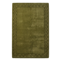 Olive Green Hand-Tufted Rug with Tonal Wave Border