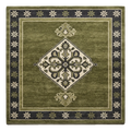 Olive Green Medallion Hand-Tufted Rug with Charcoal Star Border