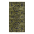 Olive Green Octagon Medallion Hand-Tufted Runner with Charcoal Accents