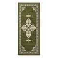 Olive Green Persian Medallion Hand-Tufted Runner with Ivory Border