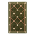 Olive Green Trellis Hand-Tufted Rug with Blush Quatrefoil Blossoms