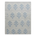 Pale Blue Hand-Tufted Rug with Cornflower Floral Sprig Rows