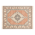 Peach Medallion Hand-Knotted Rug with Ivory Tribal Border