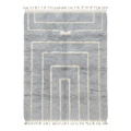 Powder Blue Arch Moroccan Shag Rug with Ivory Lines