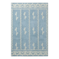 Powder Blue Striped Hand-Tufted Rug with Cream Glyph Motifs