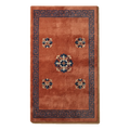Rust Chinese Art Deco Hand-Tufted Runner with Navy Greek Key Border