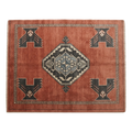 Rust Hand-Knotted Rug with Charcoal Tribal Diamond Medallion