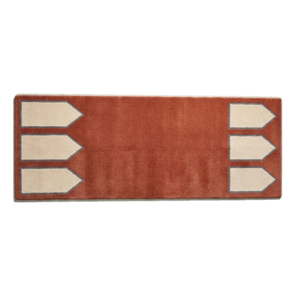 Rust Minimalist Hand-Tufted Runner with Ivory Arch Panels - alternate view