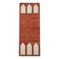 Rust Minimalist Hand-Tufted Runner with Ivory Arch Panels