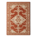 Rust Red Medallion Hand-Knotted Rug with Ivory Floral Border