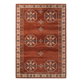 Rust Tribal Octagon Hand-Tufted Rug with Ivory Snowflake Motifs