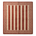 Rust and Cream Striped Hand-Tufted Rug with Greek Key Border