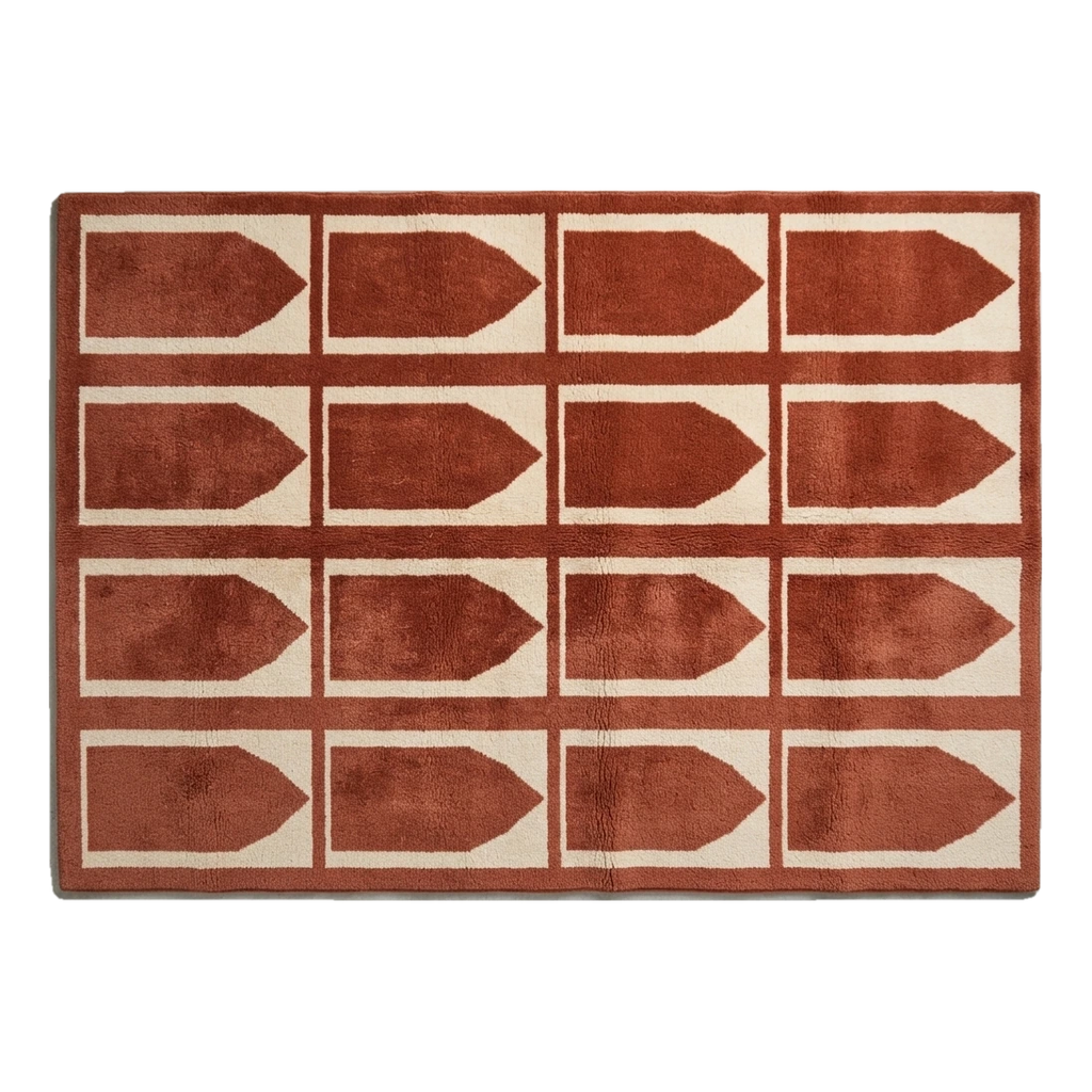 Rust and Ivory Arch Panel Hand-Tufted Rug - alternate view
