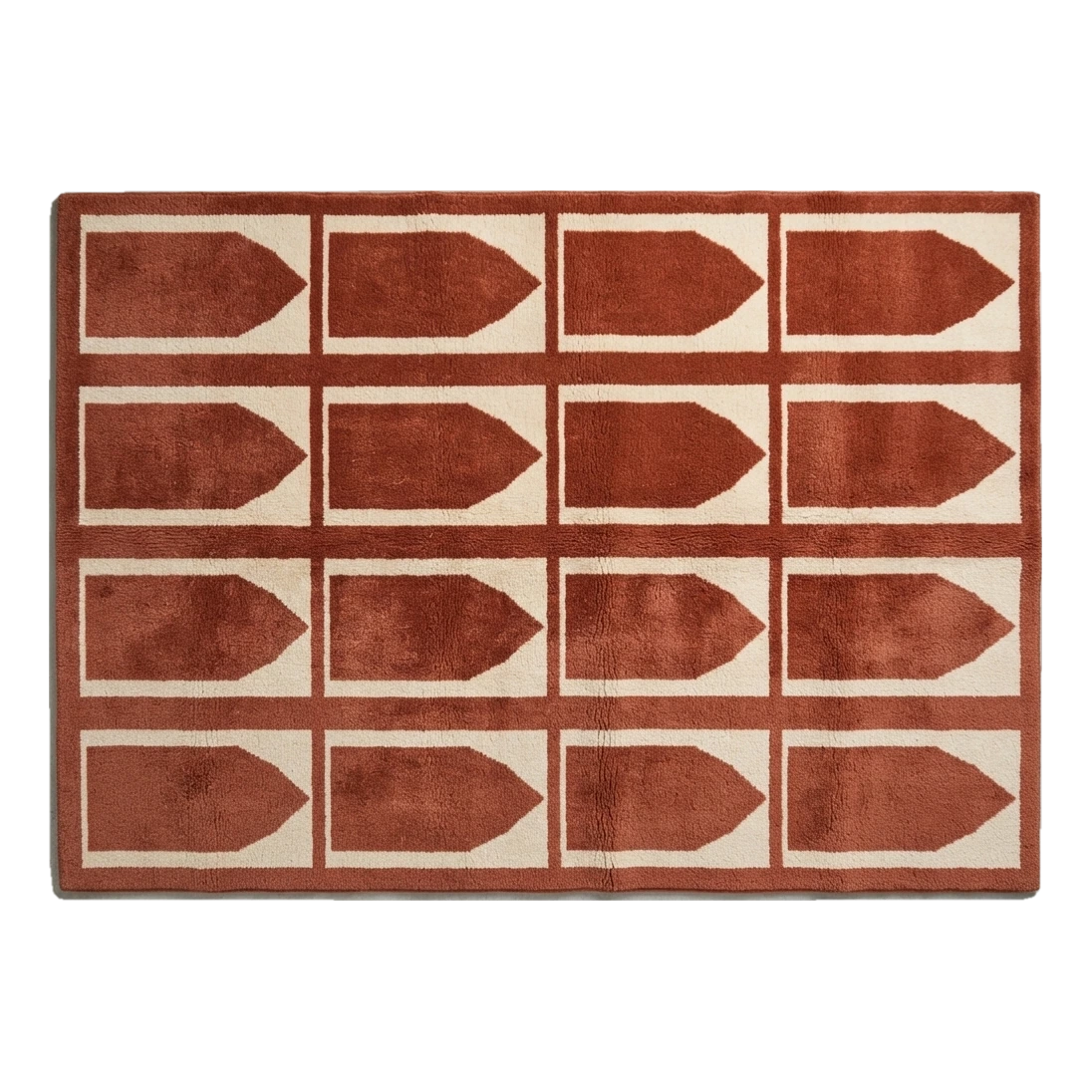 Rust and Ivory Arch Panel Hand-Tufted Rug - alternate view
