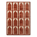 Rust and Ivory Arch Panel Hand-Tufted Rug