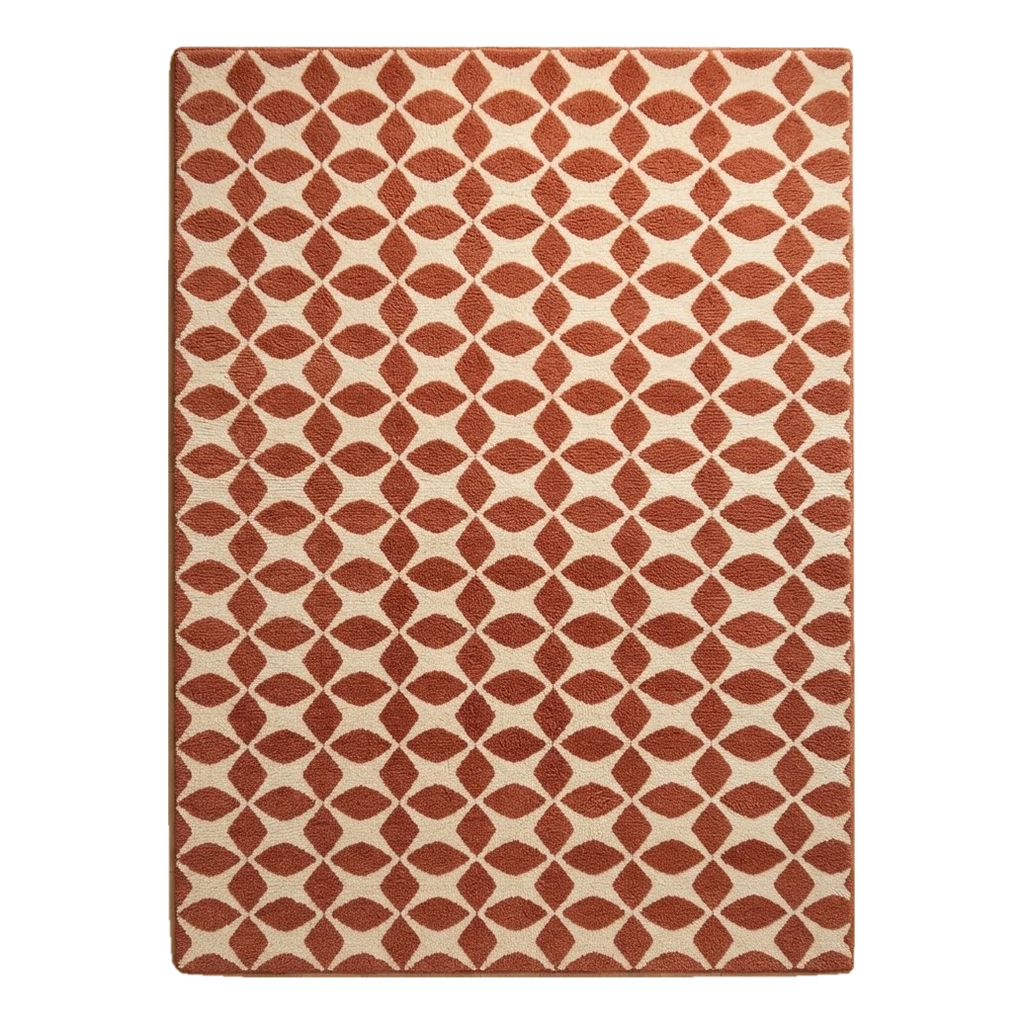 Rust and Ivory Ogee Lattice Hand-Tufted Rug - alternate view