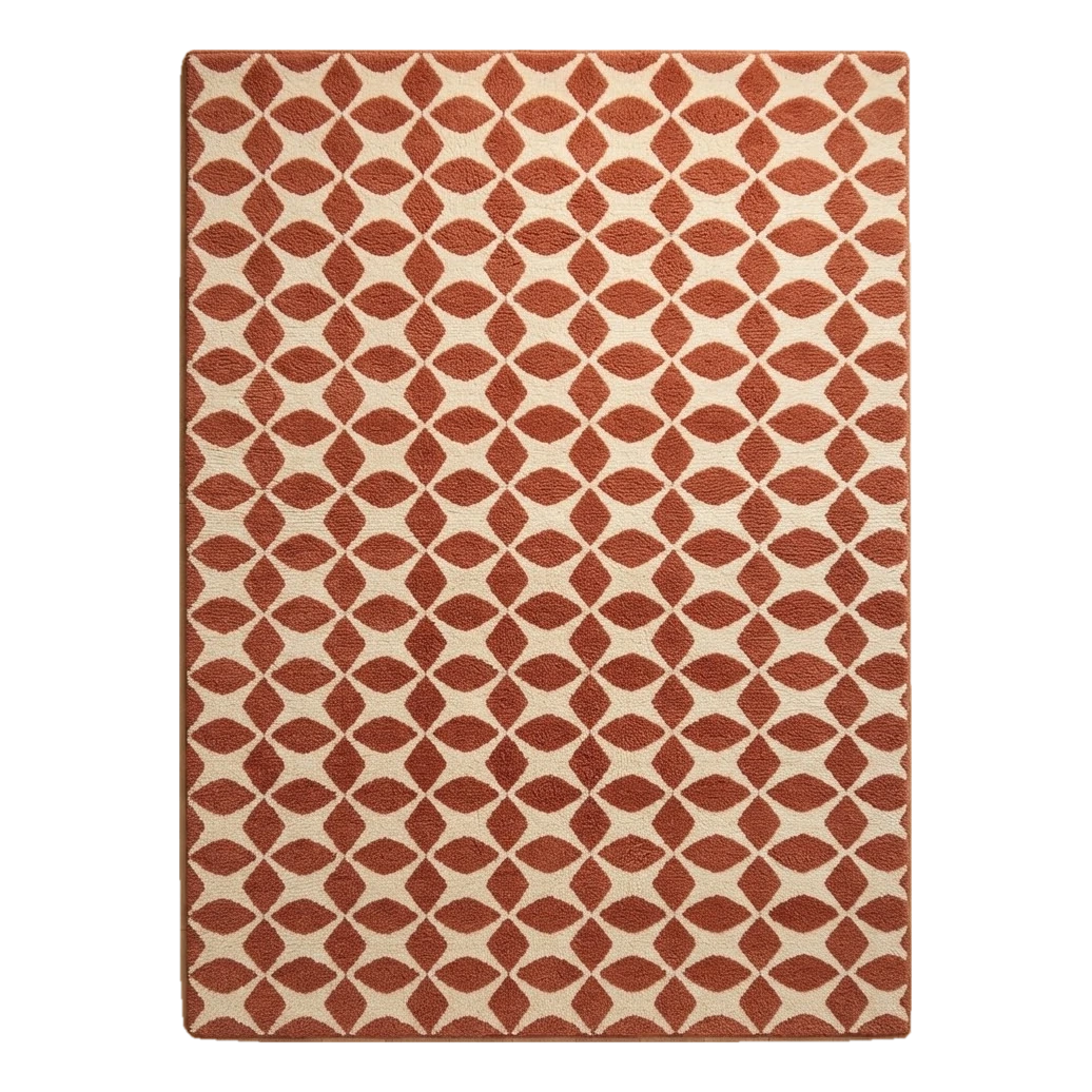 Rust and Ivory Ogee Lattice Hand-Tufted Rug - alternate view