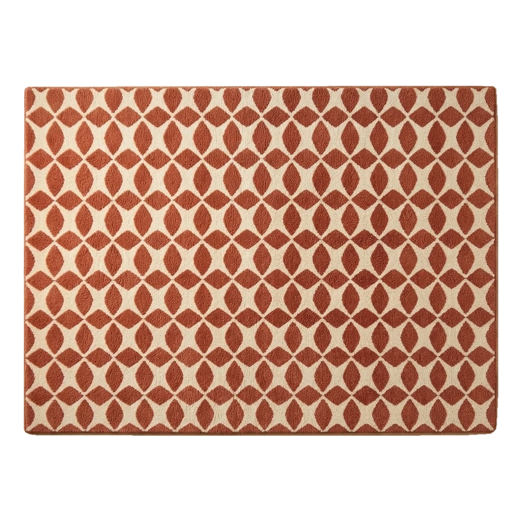 Rust and Ivory Ogee Lattice Hand-Tufted Rug