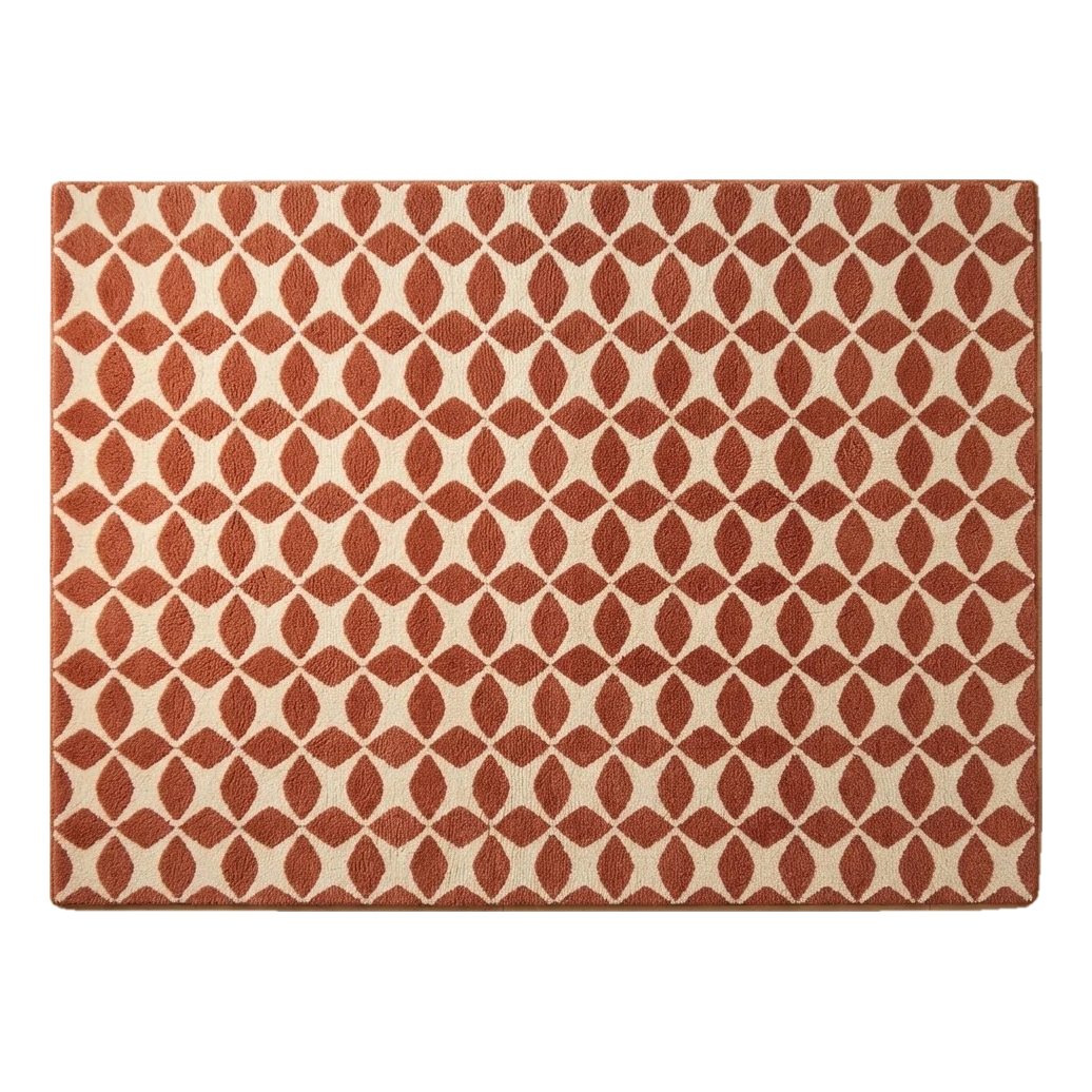 Rust and Ivory Ogee Lattice Hand-Tufted Rug