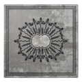 Silver Grey Hand-Tufted Rug with Charcoal Botanical Wreath Medallion