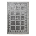 Silver Grey Hand-Tufted Rug with Charcoal Window Grid Border