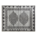 Silver Grey Tribal Hand-Tufted Rug with Charcoal Sawtooth Border