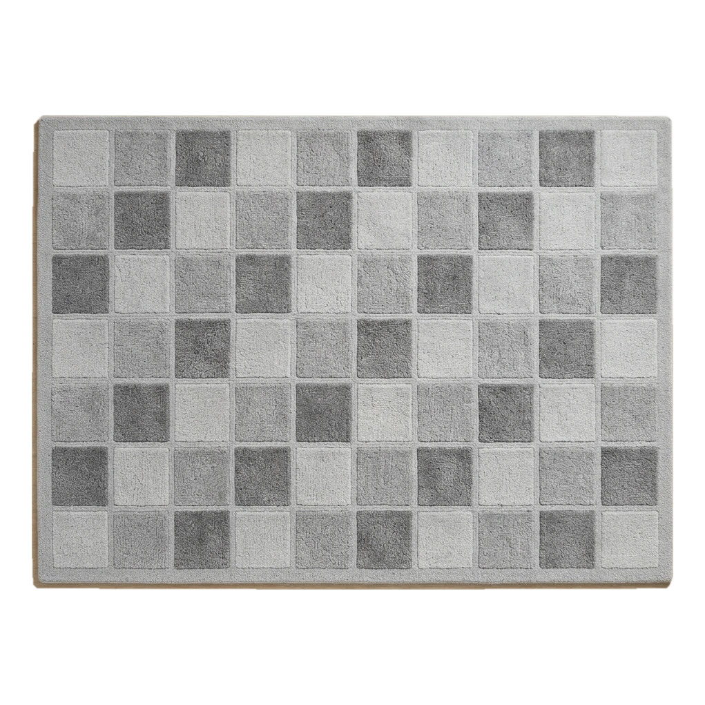 Silver and Charcoal Grey Checkerboard Hand-Tufted Rug - alternate view