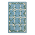 Sky Blue Floral Trellis Hand-Tufted Rug with Green Vine Border