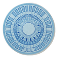 Sky Blue Round Hand-Tufted Rug with Cobalt Art Deco Sunburst