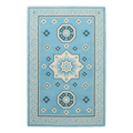 Sky Blue Star Medallion Hand-Tufted Runner with Ivory Greek Key Border
