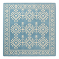 Sky Blue Tribal Diamond Hand-Tufted Rug with Cream Star Border