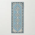 Sky Blue Tribal Medallion Hand-Tufted Runner with Slate Border - studio photo