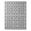 Slate Grey Geometric Cotton Flat Weave Rug with Charcoal Squares