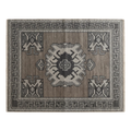 Taupe Grey Hand-Knotted Rug with Charcoal Medallion and Greek Key Border
