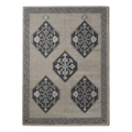 Taupe Grey Tribal Diamond Hand-Tufted Rug with Charcoal Greek Key Border
