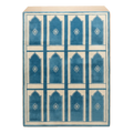 Teal Blue and Cream Hand-Tufted Rug with Arched Mihrab Panels